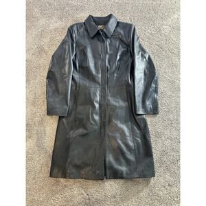 GAB Vintage Italian Black Leather Belted Jacket -Very Soft - 42 Firenze Italia
